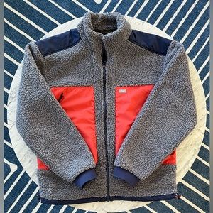 FIGS DARK HEATHER GREY SELWYN SHERPA JACKET IN LARGE